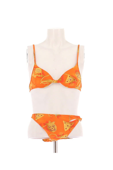 Maillot de bain deux-pièces orange imprimé