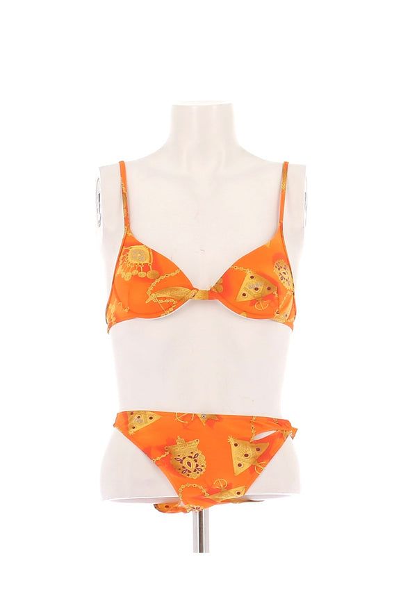 Maillot de bain deux-pièces orange imprimé