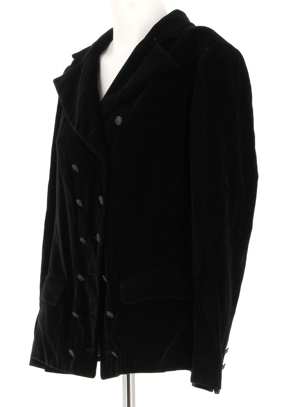 Manteau noir en velours à boutons