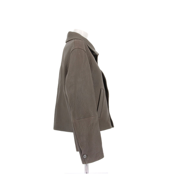 Manteau taupe en cuir