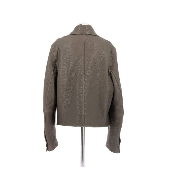 Manteau taupe en cuir