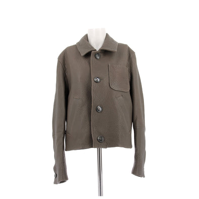 Manteau taupe en cuir