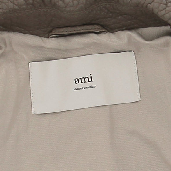 Manteau taupe en cuir