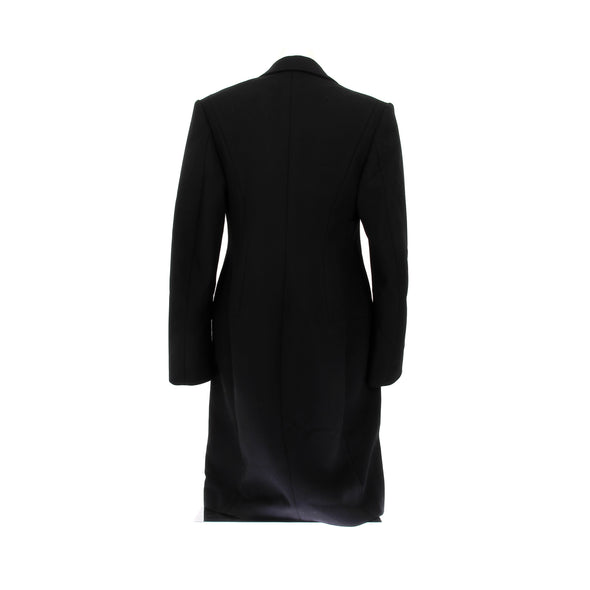Manteau long noir en laine