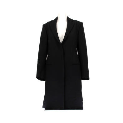 Manteau long noir en laine