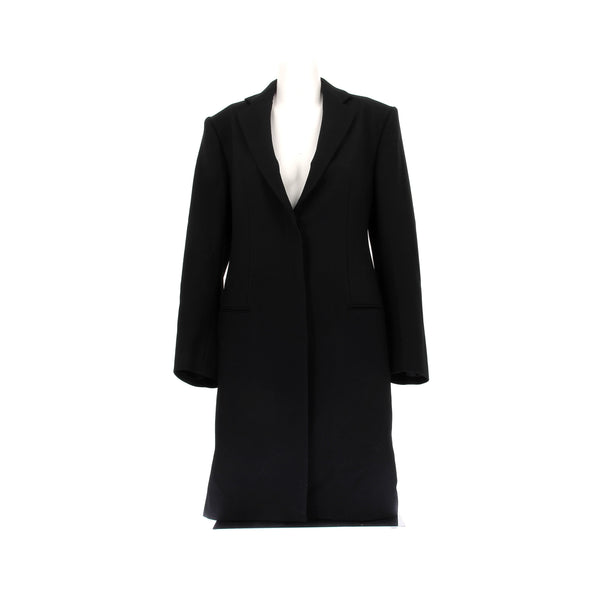 Manteau long noir en laine