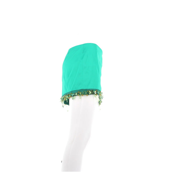 Mini jupe verte "Carrie" avec perles