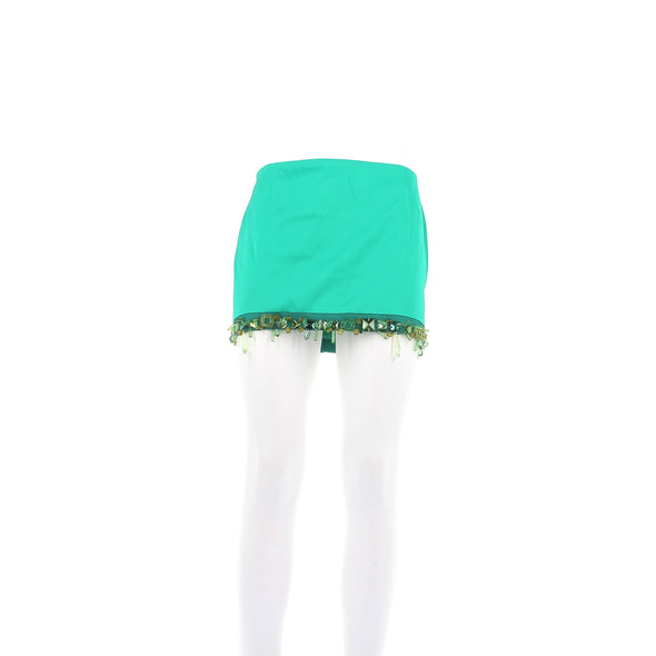 Mini jupe verte "Carrie" avec perles