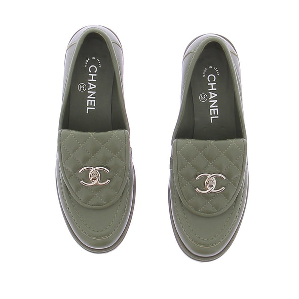 Mocassins en cuir kaki