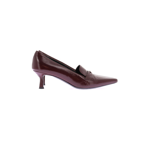 Mocassins à talons bordeaux