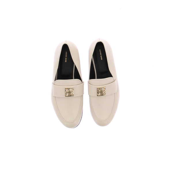 Mocassins crèmes en cuir