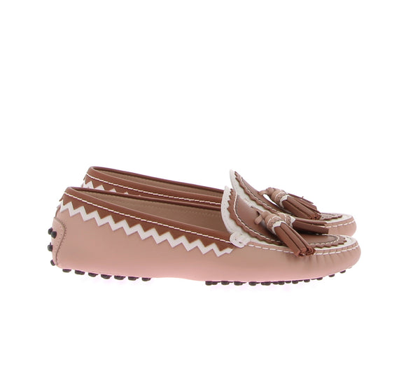 Mocassins en cuir camel et beige