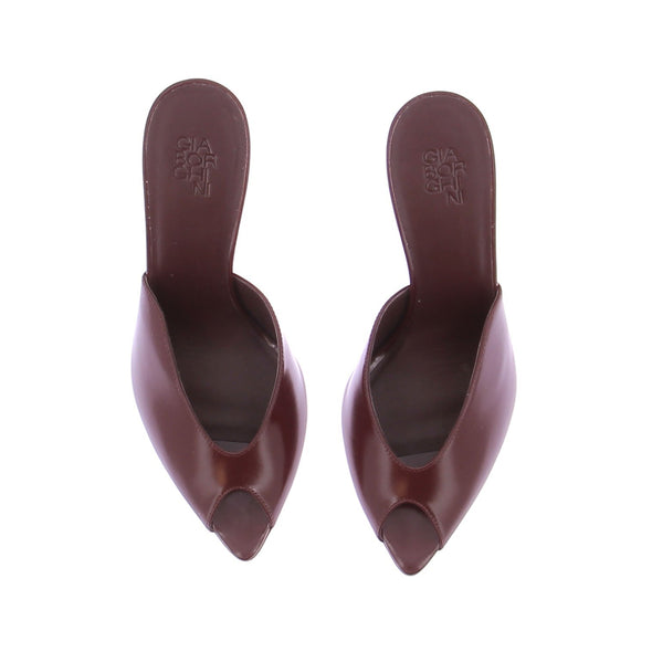 Mules à talons bordeaux