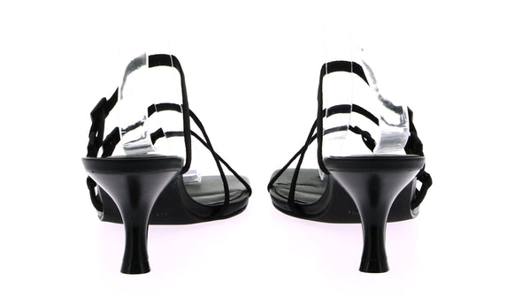 Mules noires à brides "Brassiere Kitten Heel"