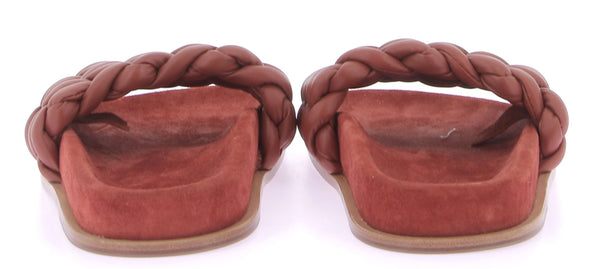 Mules plates en cuir rouge terracotta "Kacey"