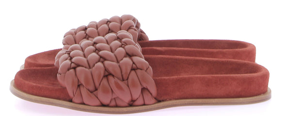 Mules plates en cuir rouge terracotta "Kacey"