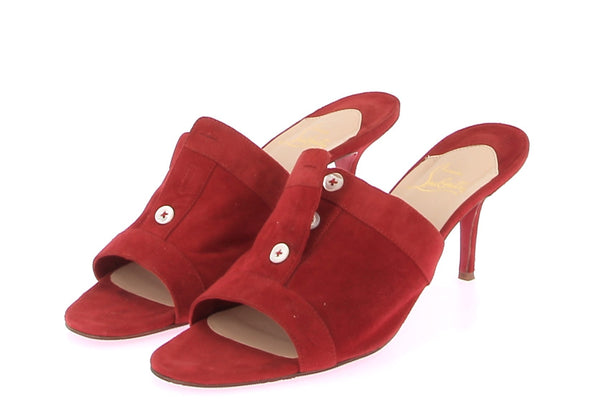 Mules rouges en daim