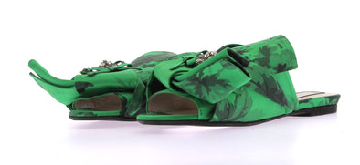 Mules en satin vert