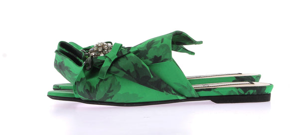 Mules en satin vert