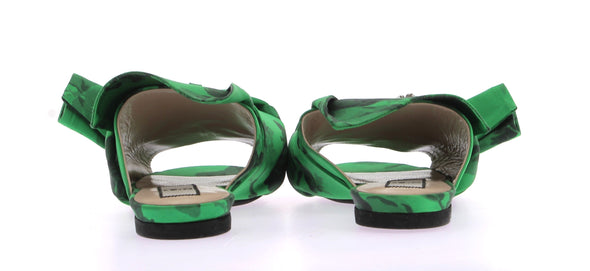 Mules en satin vert