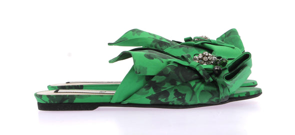 Mules en satin vert