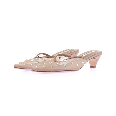 Mules à strass et résille