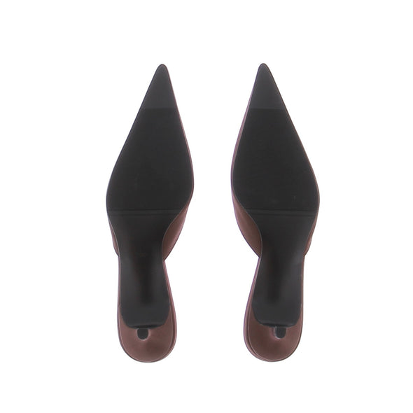 Mules en satin marrons "Reva"