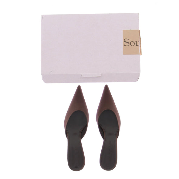 Mules en satin marrons "Reva"