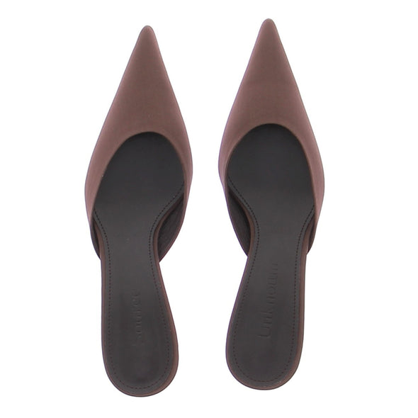 Mules en satin marrons "Reva"