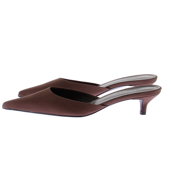 Mules en satin marrons "Reva"