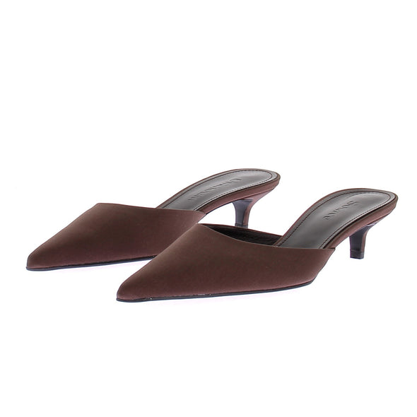 Mules en satin marrons "Reva"