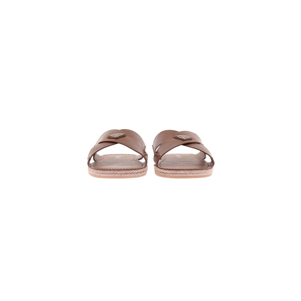 Mules croisées en cuir