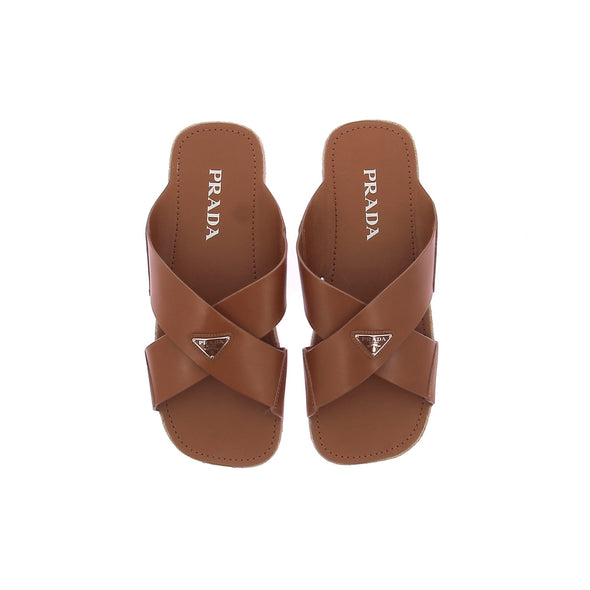 Mules croisées en cuir