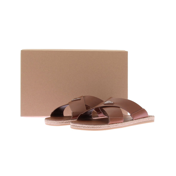 Mules croisées en cuir