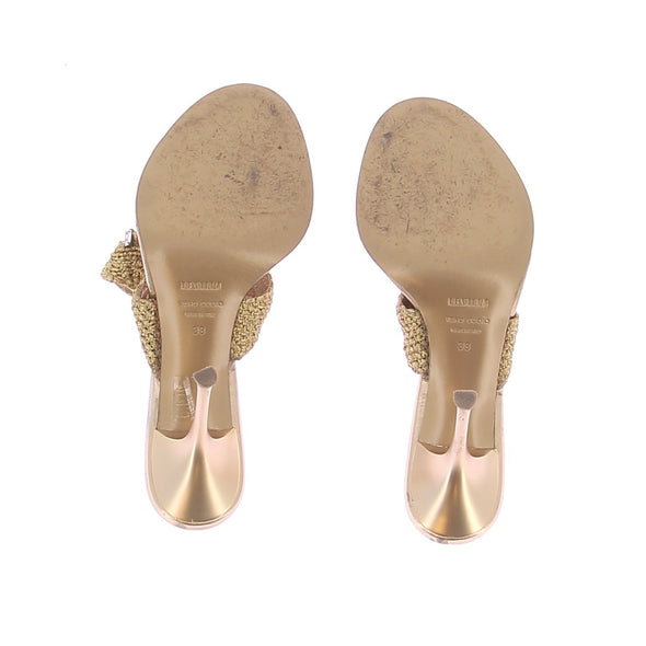 Mules à talons dorées