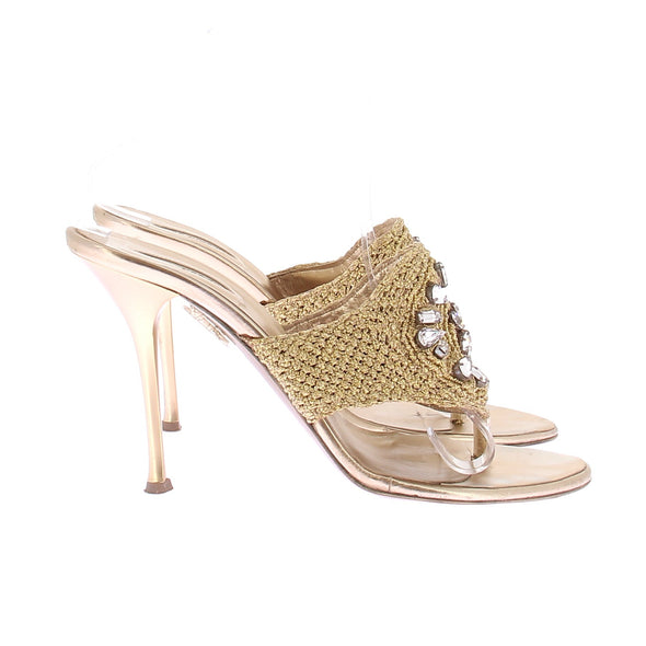 Mules à talons dorées