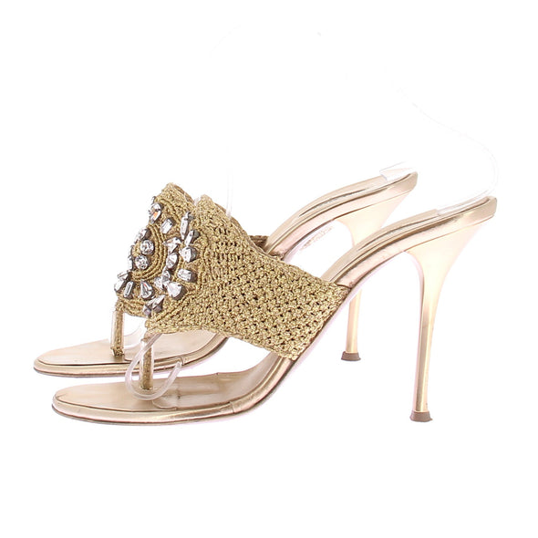 Mules à talons dorées