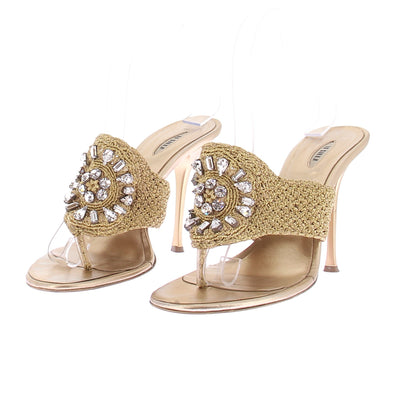 Mules à talons dorées