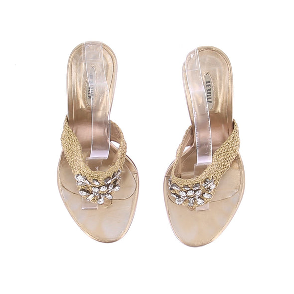 Mules à talons dorées