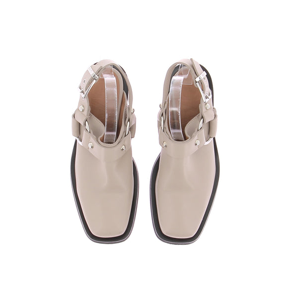 Mules slingback en cuir beige