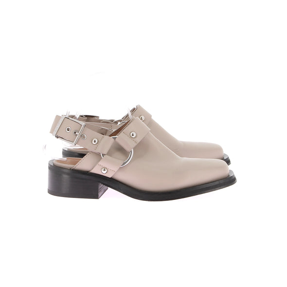 Mules slingback en cuir beige