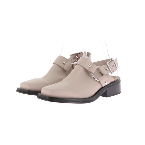 Mules slingback en cuir beige