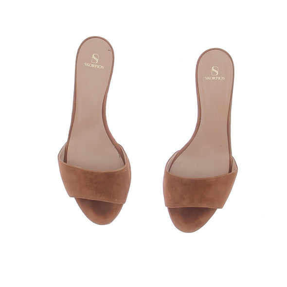 Mules à talons en daim