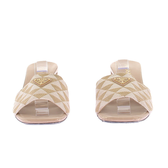 Sandales à talons en tissu brodé