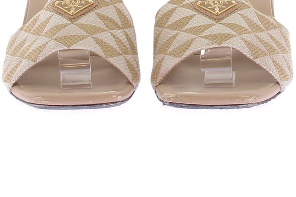 Sandales à talons en tissu brodé