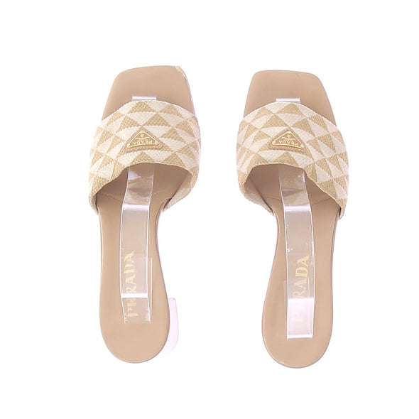 Sandales à talons en tissu brodé