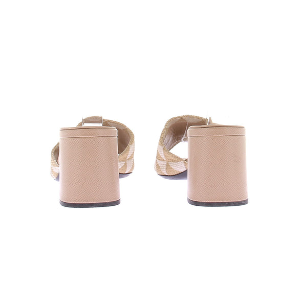 Sandales à talons en tissu brodé