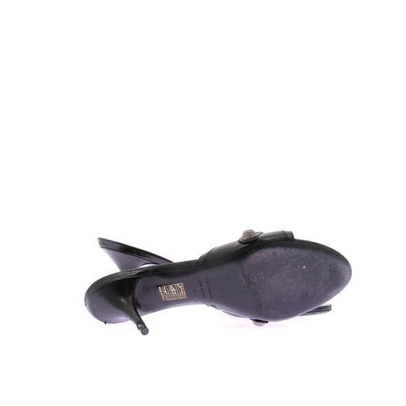 Mules noires en cuir