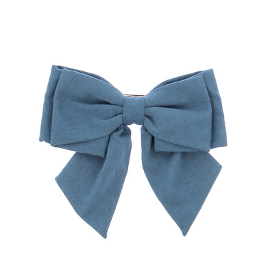 Noeud pour cheveux en tissu bleu