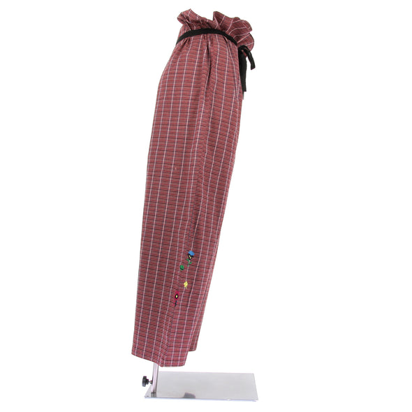 Pantalon à carreaux bordeaux